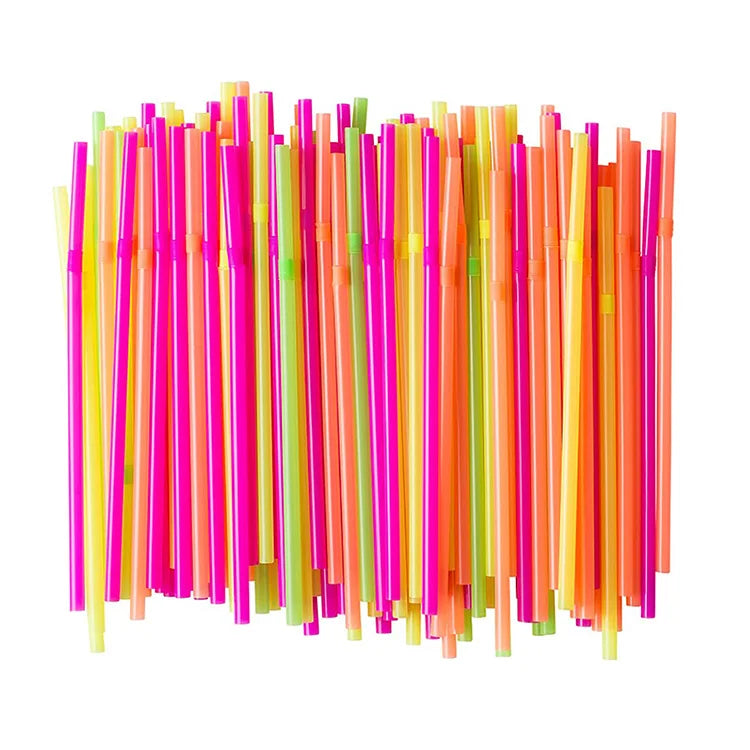 Disposable Neon Drinking Party Home Bar Drink Cocktail Cup Fun PLA Bio-degradable Plastic Straw