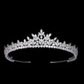 Clear Cubic Zircon Hair Accessories Jewelry Bride Headband Wedding Gold-filled Crystal Tiara for Women Gift Party Crown BC7085