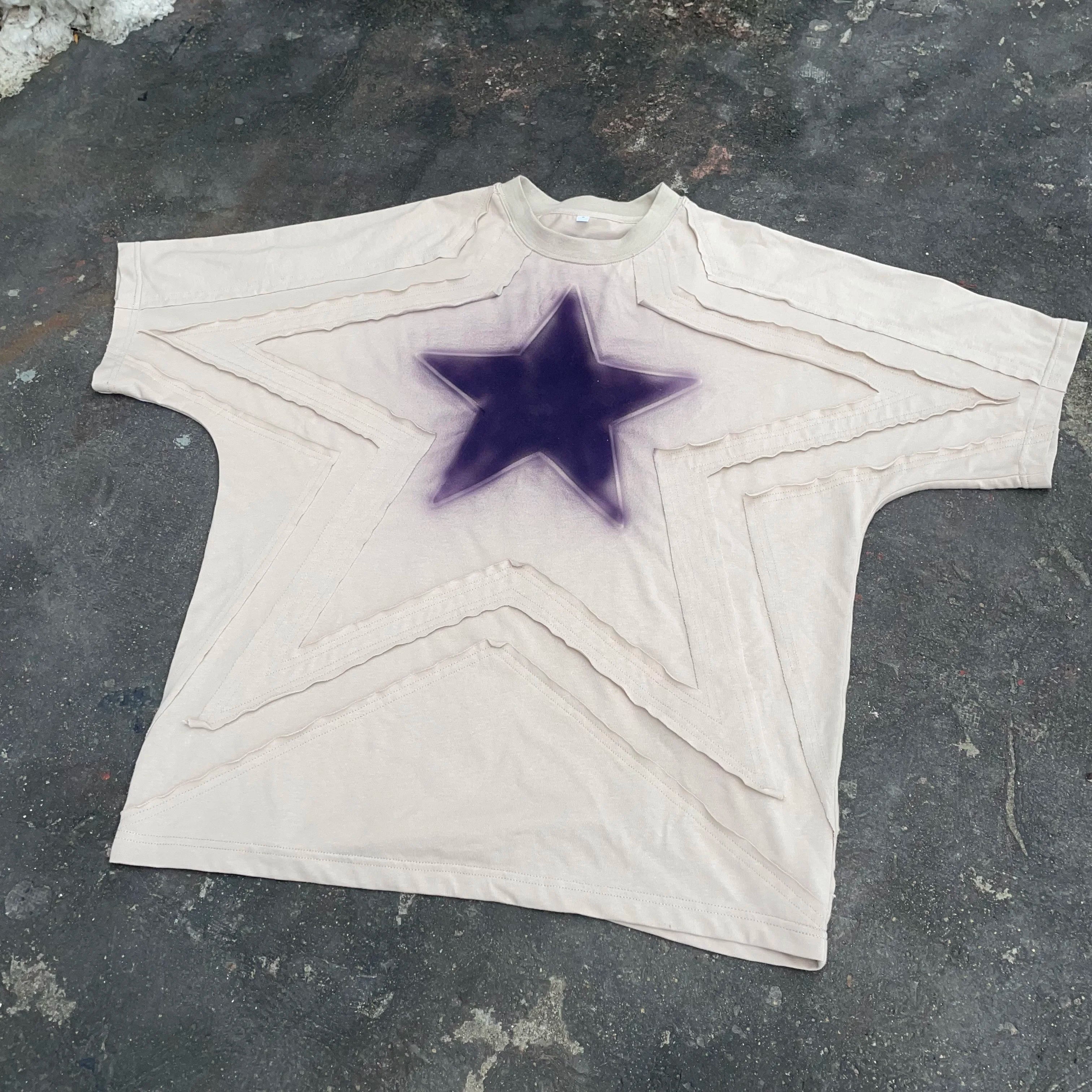 Custom Start Embossed Logo T-shirt Unisex 100% Cotton Basic Oversized Clothes Men TShirt
