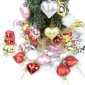 12PCS Plastic Heart 4.5CM Christmas Ornament Tree Decoration Christmas Ball Decorative for Home Hanging Wedding Heart Shape Ball