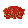 Jeans Patch Quickly Produce Samples Self Adhesive Chenille Letter Patches Red Color Iron on Patches for Hats