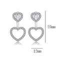 Korean Brass With Silver Plated Geometric Metal Ring Heart Dangle Drop Earrings Women Popular