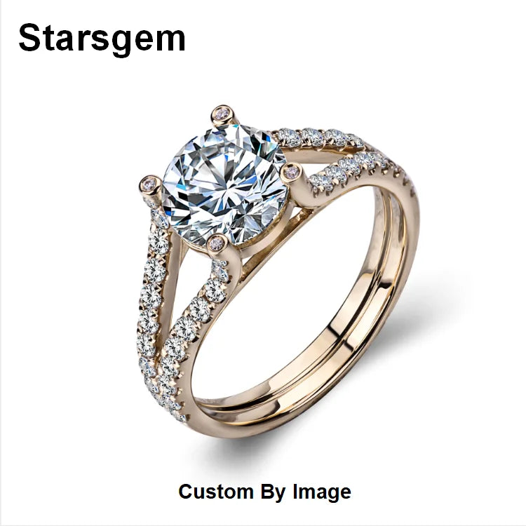 Stargems Real Solid Gold Synthetic Diamond Trendy Luxury Promise Dainty Rings Jewelry