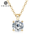 1ct 2ct 3ct D Moissanite Solitaire Drop Necklaces Gold Plated Pendant Original Real 925 Silver Chain Jewelry for Women