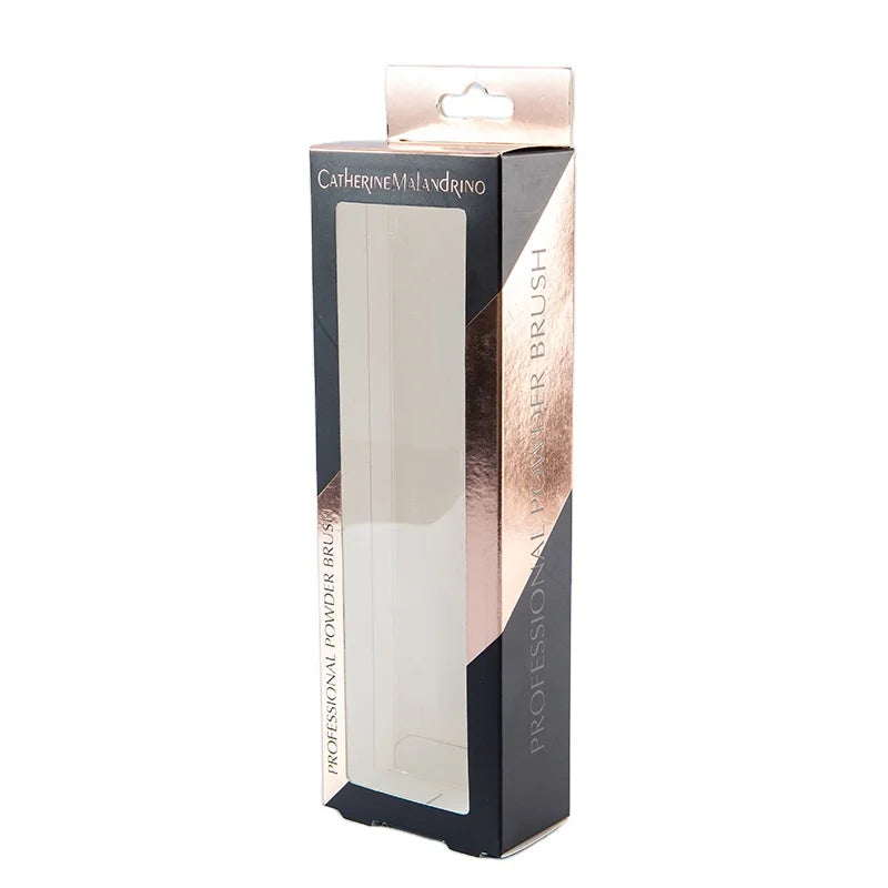 Factory Custom 350Gram White Cardboard Paper Hair Brush Boxes With Silver Foil Stamping Makeup Brush Packaging Boxes