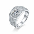 New Luxury D Color Brilliant Cut Moissanite 925 Sterling Silver Mens VVS Moissanite Engagement Ring