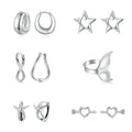 Solid 925 Sterling Silver Starfish Hoop Earrings Rhodium Plated Small Huggie Beach Earrings Zircon Main Stone for Women Teens