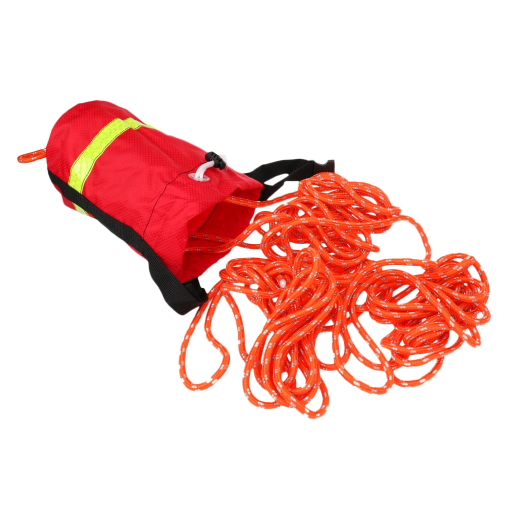 NiuFuRui 20m 8mm Safety Reflective Strap Red Buoyant Lifesaving Rescue Water Throw Rope Bag Polypropylene