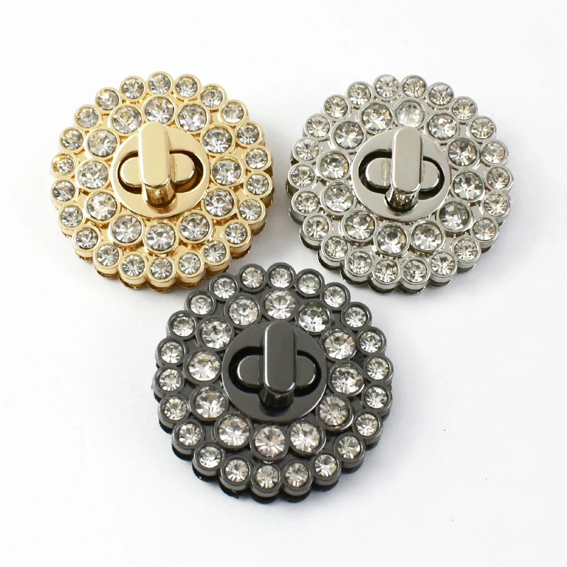 Meetee L-08 Exquisite Switch Closing Latch Bag Hardware Accessories Round Diamond Twist Lock
