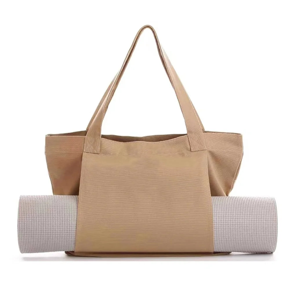 Hot Sale Fashion Folding Outdoor Canvas Yoga Storage Shopping Bag with Custom Logo Single Shoulder Strap for Gym and Yoga Mat