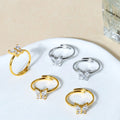 New Stainless Steel butterfly Zircon Ring Fashion Open Adjustable Ring Jewelry Gift for Women