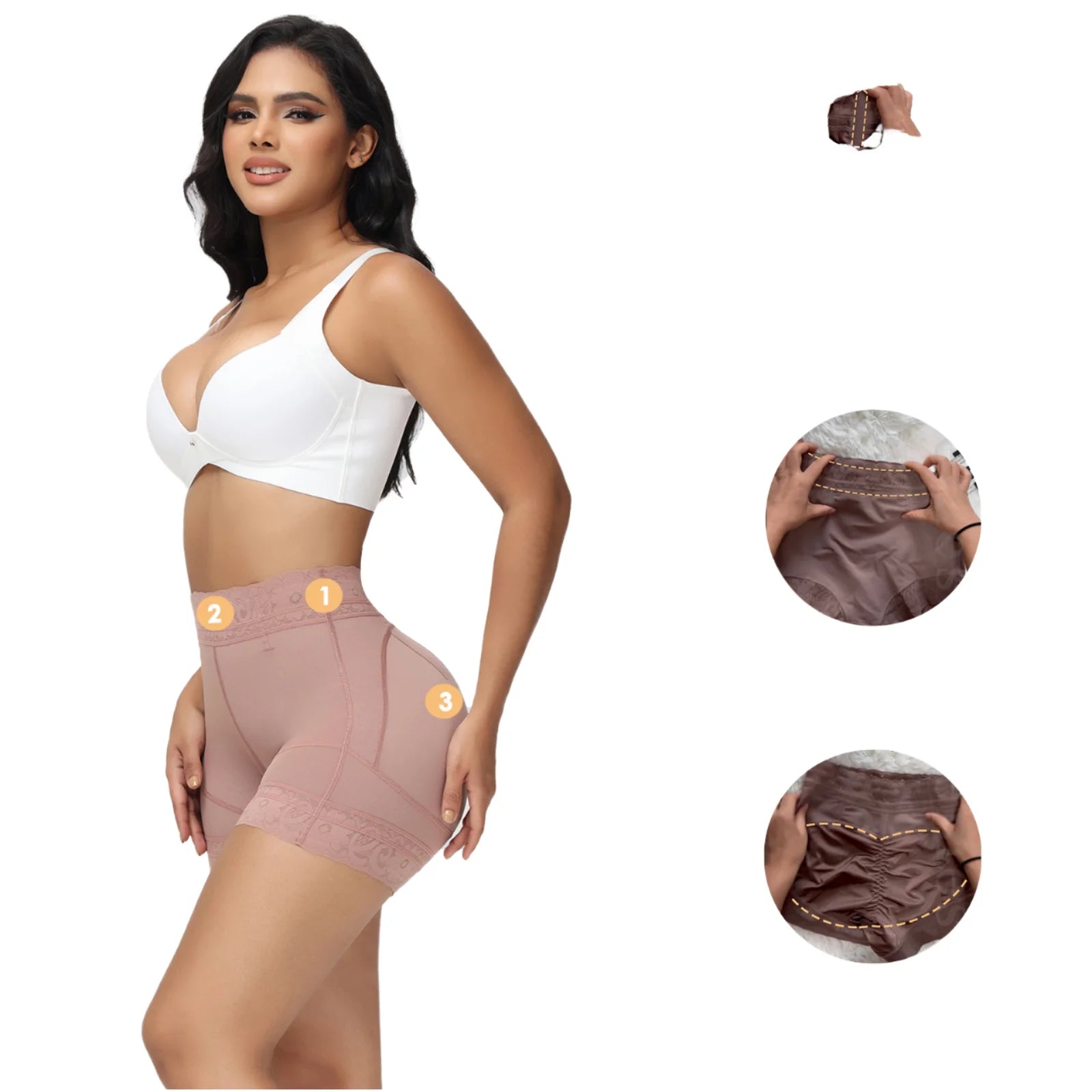 Customized High Waist Lace Shaping Panties Belly Lifting Control Slimming Shapewear Shorts Latex Shapewear Pants