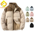 Men's Custom Logo Winter Puffer Jacket Warm Outdoor Bubble Outerwear with Zipper Closure Color Matching