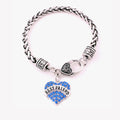 B500191 Fashion Jewelry Letter BEST FRIEND Crystal Heart Shape Pendant Wheat Chain Bracelet