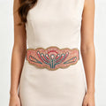 Flower Rice Bead Women Belt Ethnic Statement Wide Elastic Body Belt for Girls Women Dancing