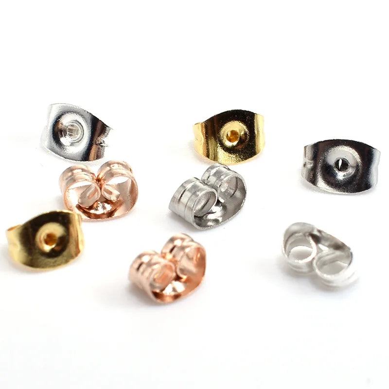 100pcs /stainless Steel Earring Backs Accessories Round Earring Back Stopper for Diy Jewelry Making