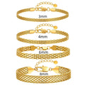 Women Men 3 4 6 8MM Wide Tarnish Free Jewelry Mesh LInk Chain Bracelet IP 18K Gold Plated Stainless Steel Mesh Bracelet