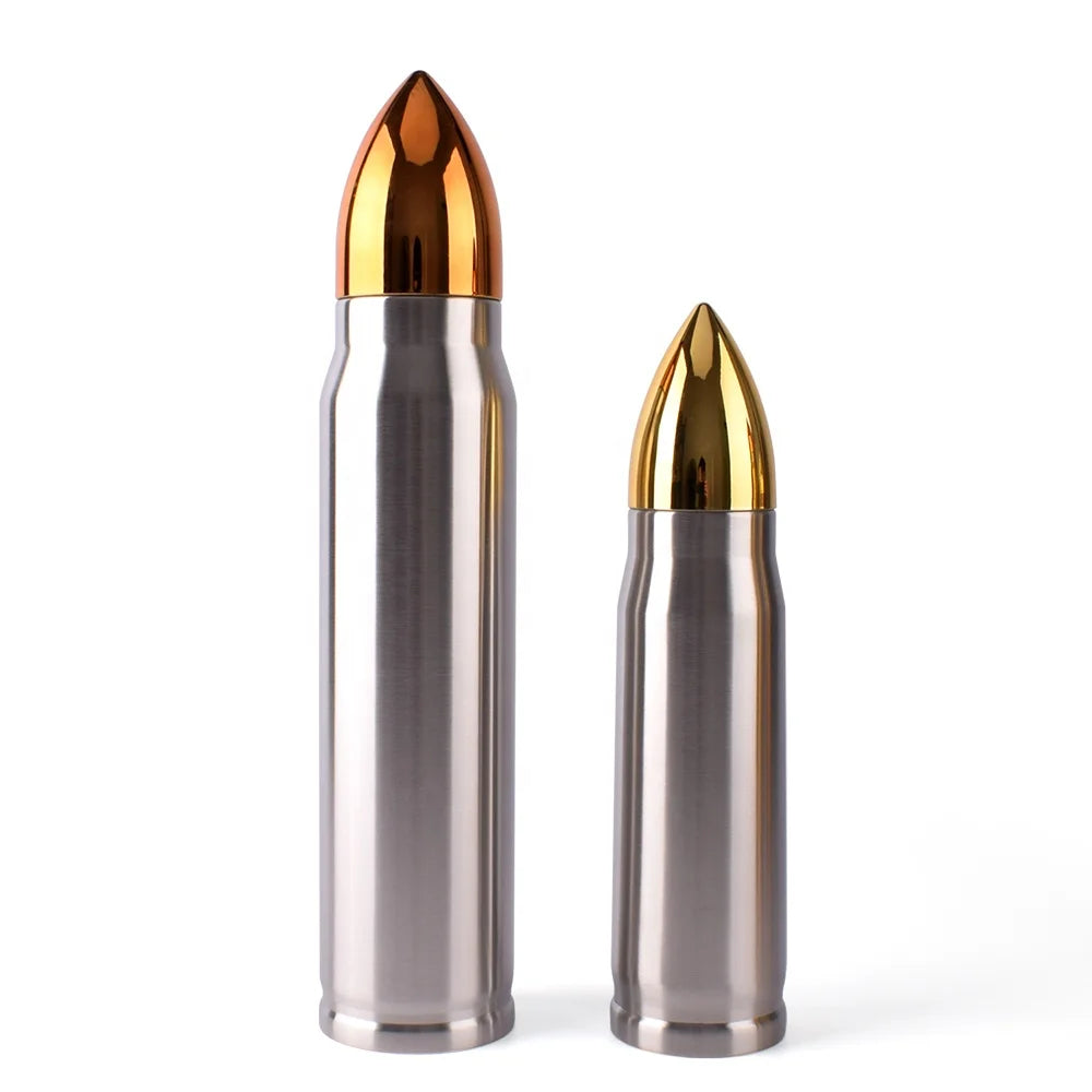 500ml /1000ml Stainless Steel Double Wall Insulated Bullet Tumblers with Gold Top