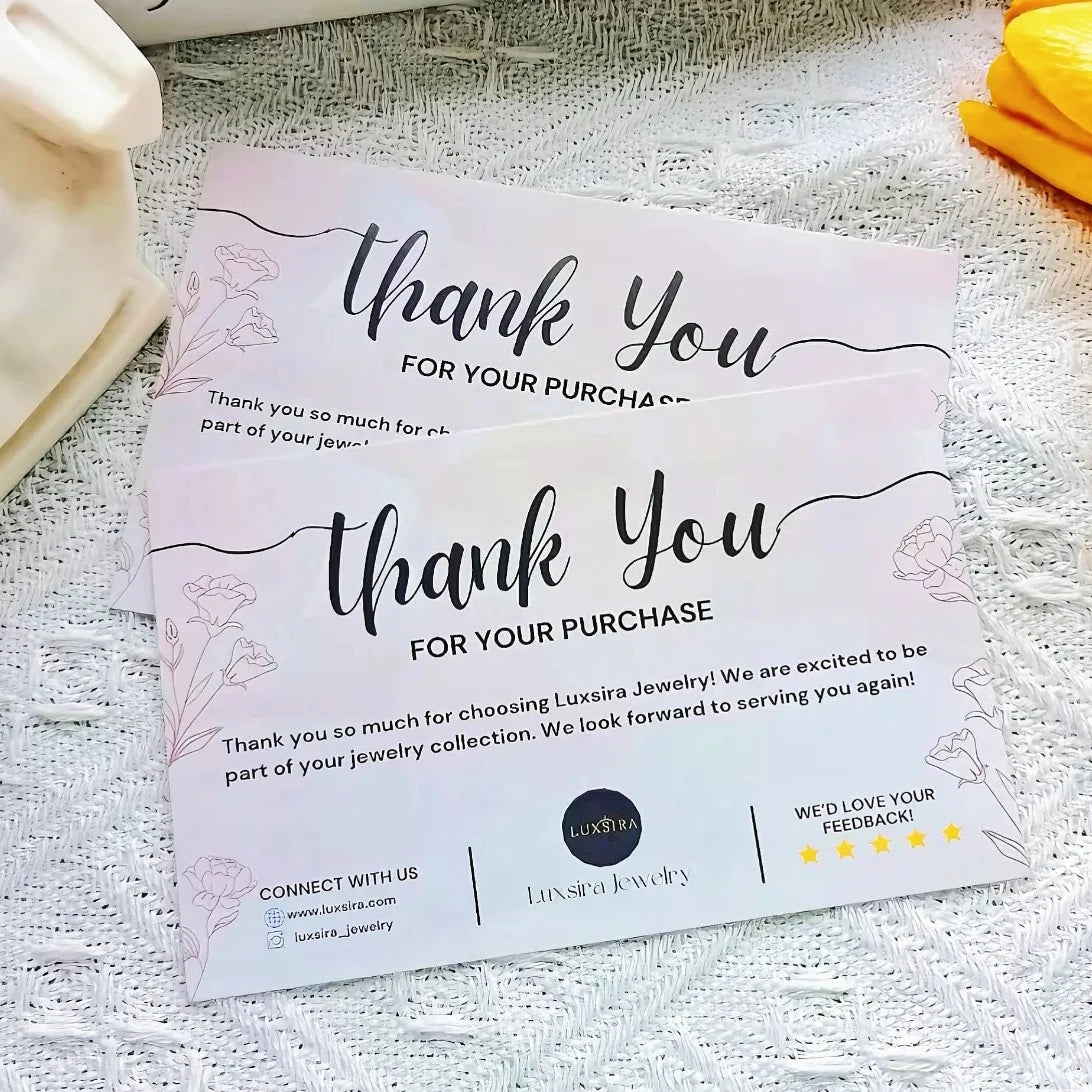 Customized Business Thank You Cards Beautiful Flower Design in Hard Stock Paper for Expressing Customer Appreciation
