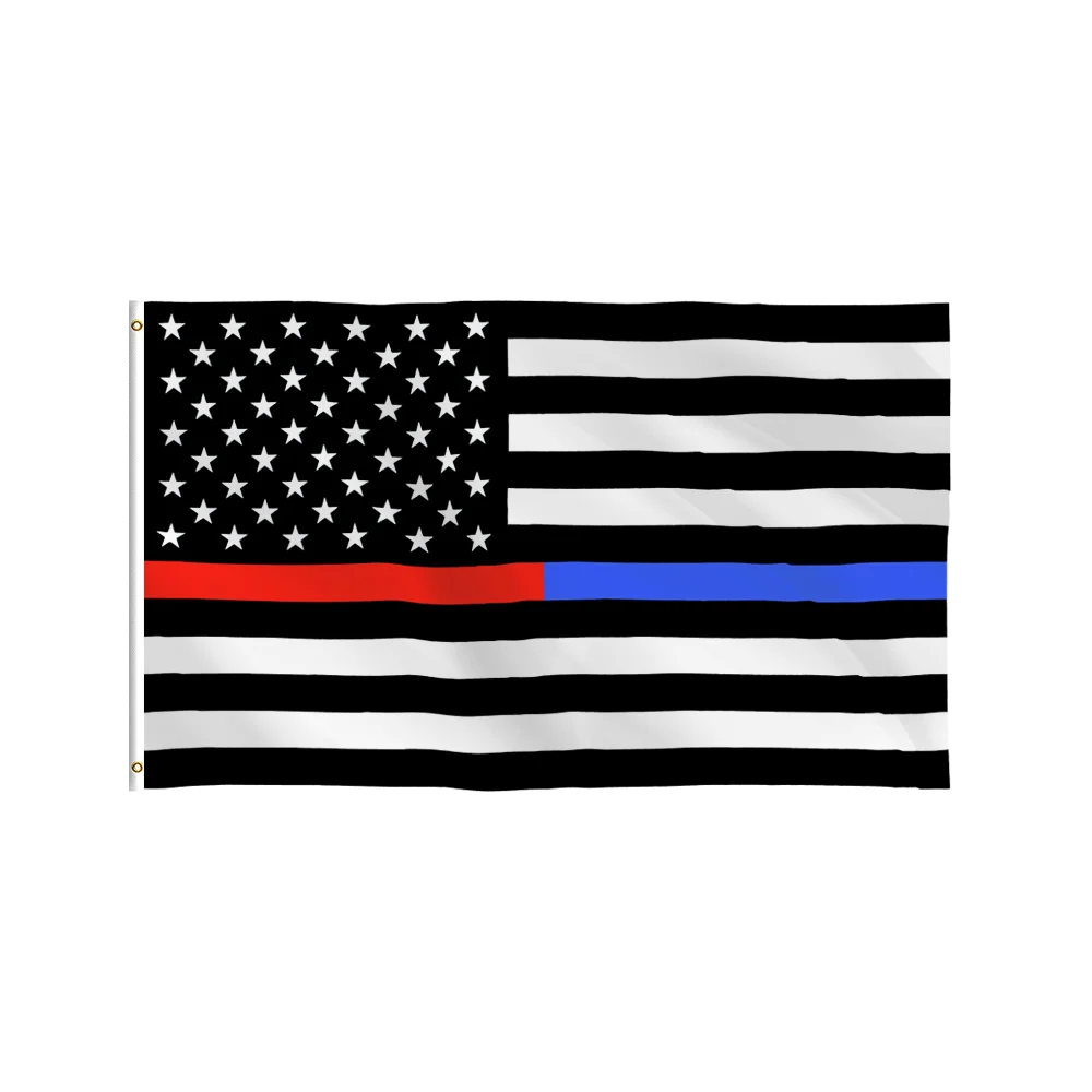 Wholesale Custom Size 3x5ft Polyester Printing Thin Blue Line Red Line Black American National Flag USA