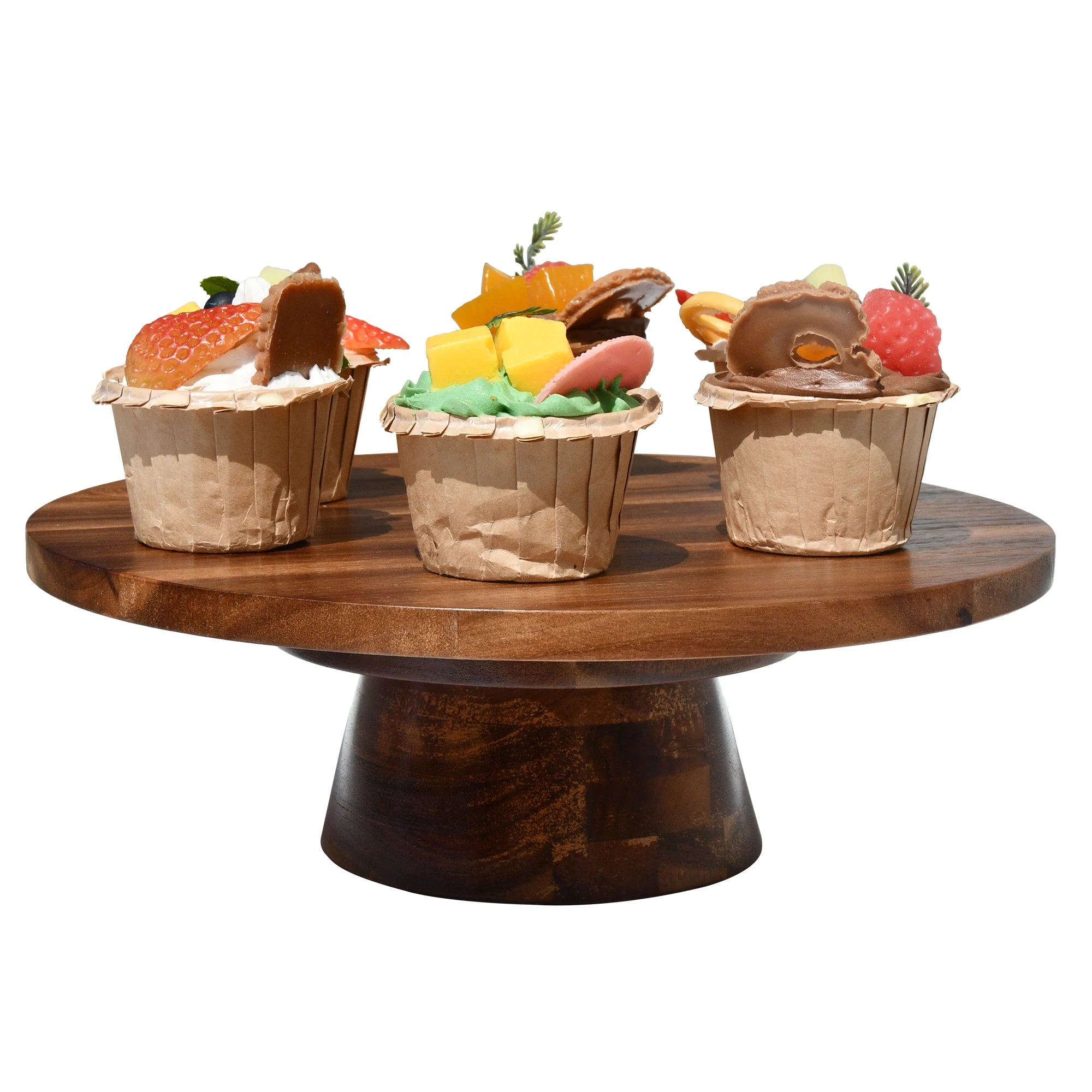 Acacia Wood Cake Stand 6-in-1 Multifunctional Cake Holder Serving Platter Salad Bowl Extra Large Cake Platter Tray