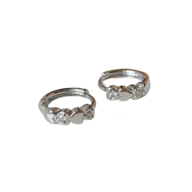 S925 Sterling Silver Pink Love Zircon Female Earrings Set Advanced  Minor Design Earrings for Gift