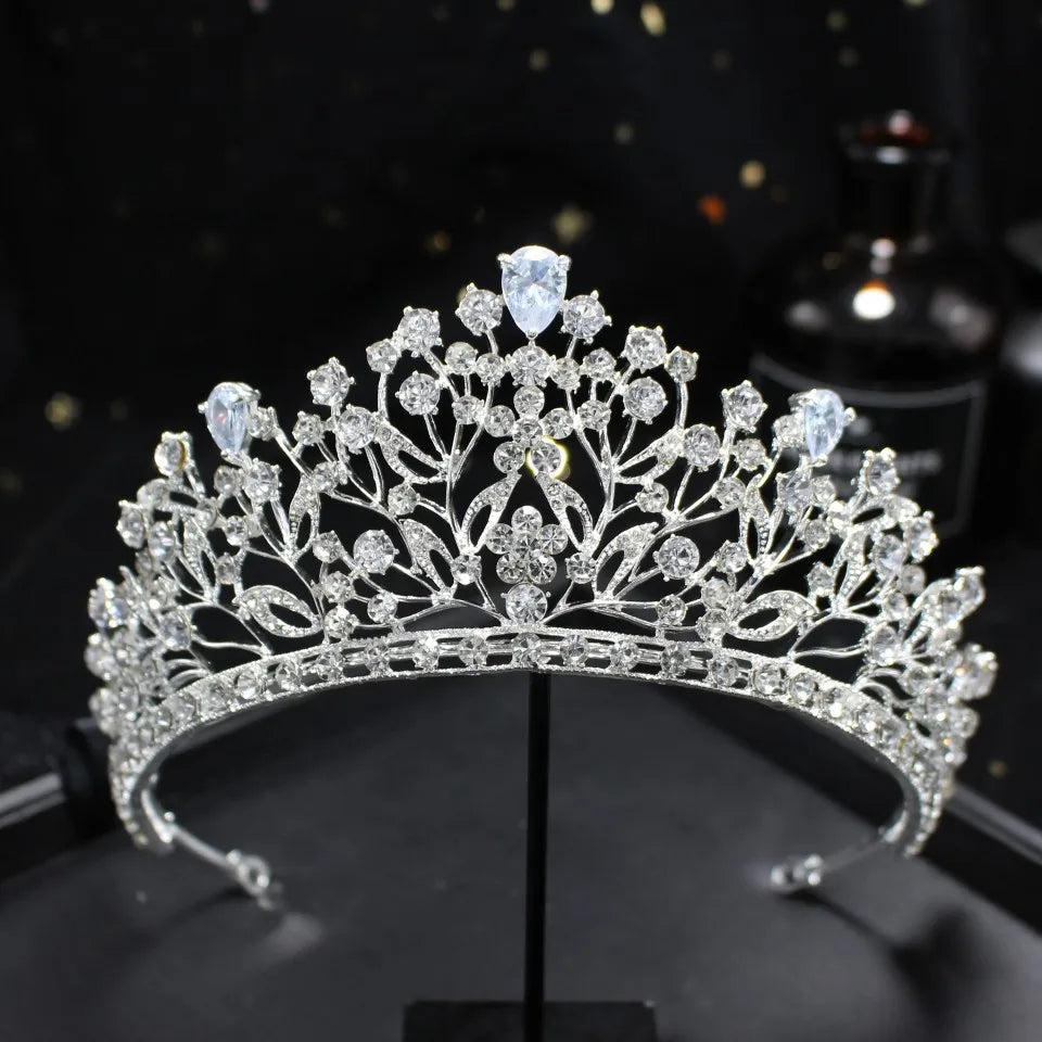 Bridal Princess Crystal Crown Rhinestone Silver Tiaras Bridal Headpieces
