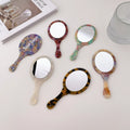 Zonyin Acetate Handheld Retro Oval Travel Mirror Mini Portable Makeup Mirror Daily Cosmetic Makeup Hand Mirror with Handle