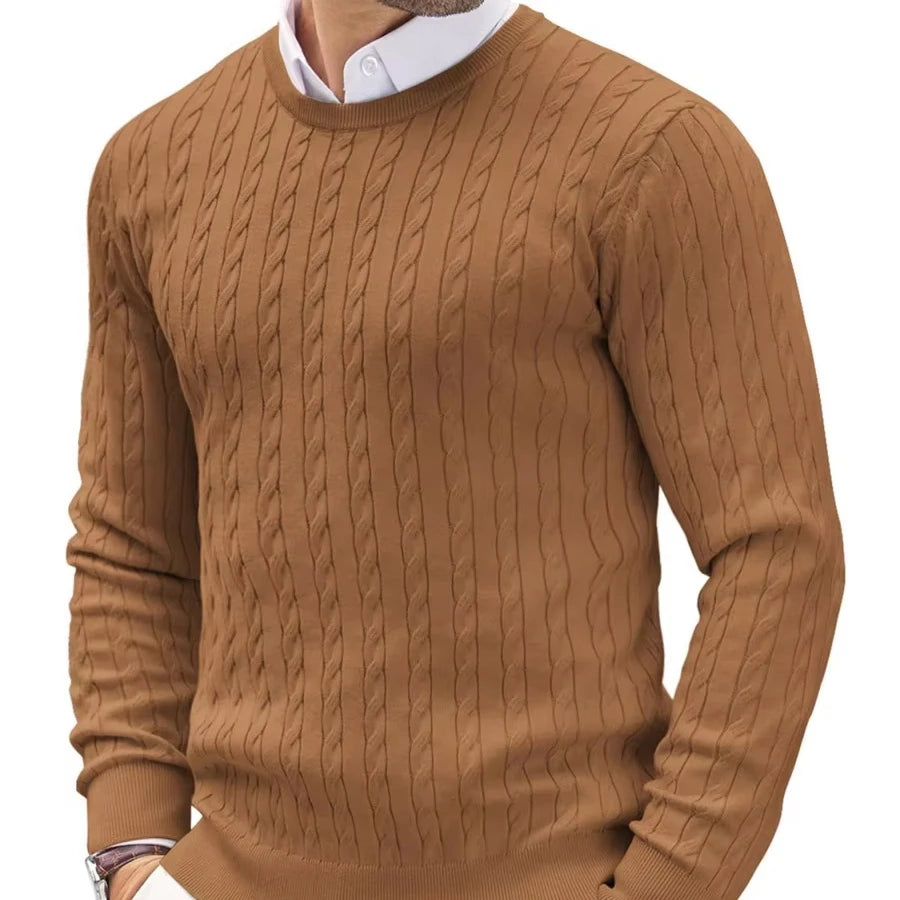 Wholesale High Quality Cotton Solid Color Knitting Sweater Twist Slim Pullover Men's Crewneck Thick Spring Casual Knit Sweaters