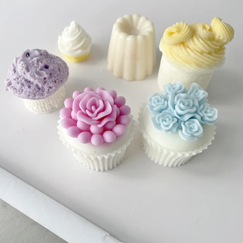 Ice Cream Silicone Mold DIY Mafen Cup Birthday Cake Decoration Aromatherapy Candle Soap Plaster Mold Candle Silicone Moulds