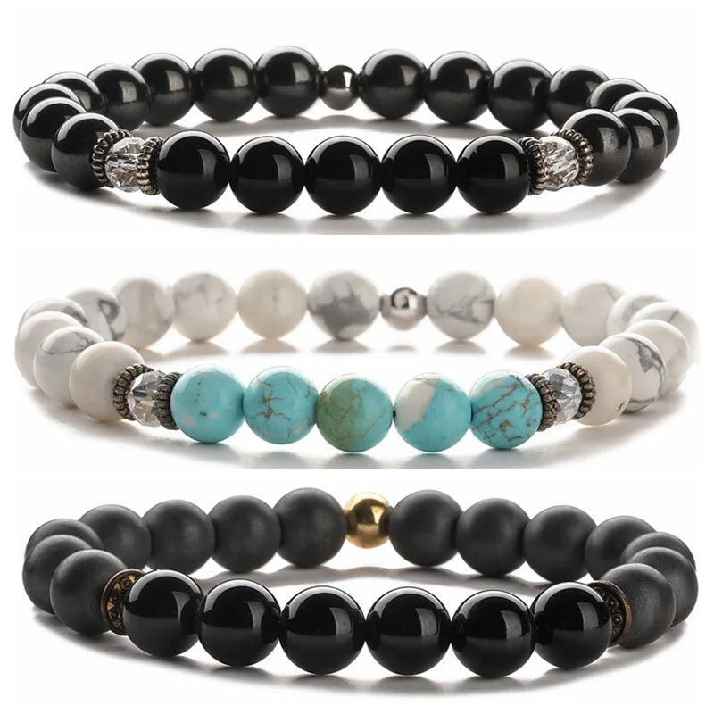 Natural Gemstone Stone Bead Healing Bracelet Charka Stretch Real Tiger Eye Stone Charm Mens Bracelet Women