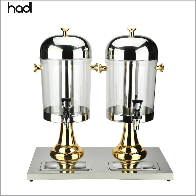 HADI Factory Direct Double Golden Table Top Juice Dispenser Home Use Stainless Steel Drink & Soda Fountain Dispenser
