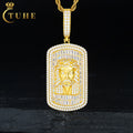 New Design Bling Hip Hop Jewelry 925 Sterling Silver Baguette Moissanite Diamond Iced Out Jesus Head Tag Pendant