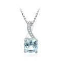 Blue Topaz Gemstone Necklace for Women Solid 925 Sterling Silver Rich Color Stone Pendant Necklace Fine Jewelry With Chain
