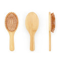 Private Label Round Natural 100% Bamboo Material Hair Extension Brush with Soft Nylon