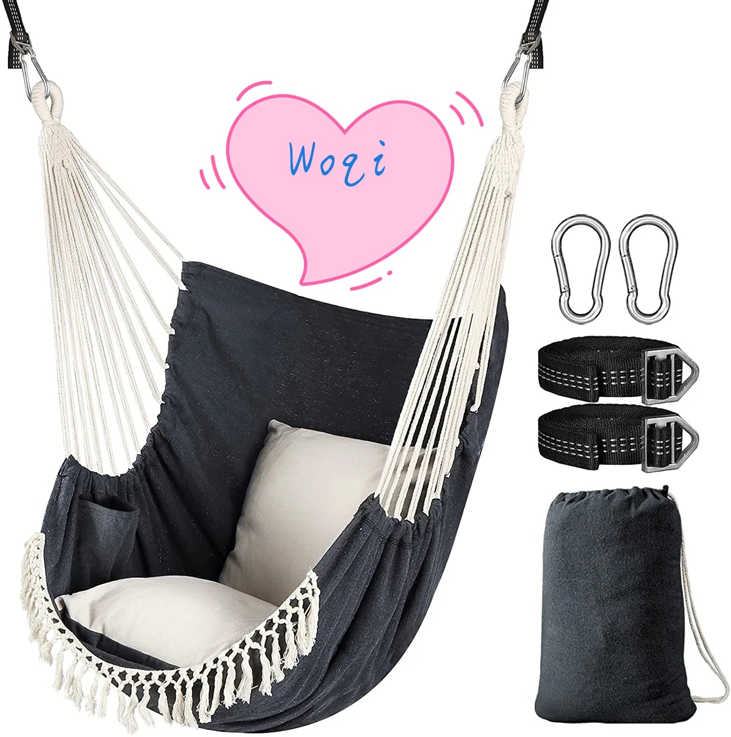 WOQI Foldable Hammock Chair Patio Watcher Hammock Hanging Chair with Carry Bag