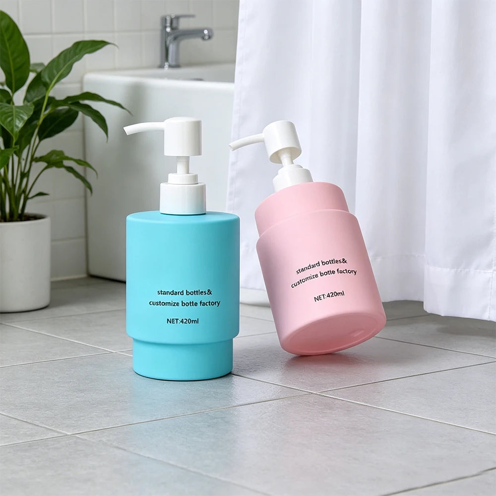 Eco-Friendly 420ml PET Lotion Pump Bottle Custom Recyclable Biodegradable Refillable Container for Body Wash & Shampoo