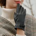 Wholesale Bike Riding Touch Screen Women Warm Winter Leather PU Gloves