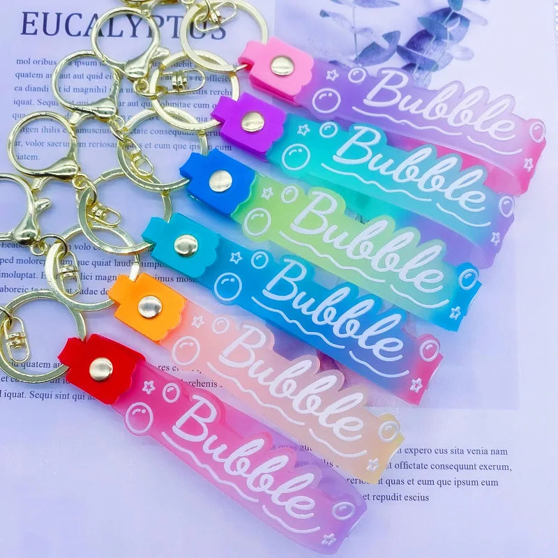 New Fashion Colorful Silicone Key Chainn Personality Wrist Keychain Pvc Soft Glue Wrist Strap Keychain Accessories