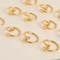 Hot Sale Fashion Stainless Steel Initial Rings 18K Gold Plated Heart Shape 26 Alphabet Adjustable Couple Rings