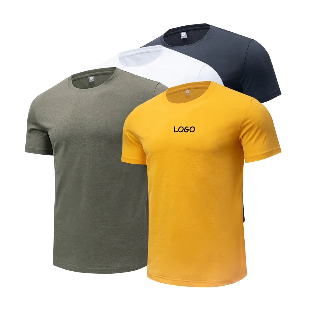 Top Quality Custom Solid Printing Workout Sportswear Polyester Quick Dry Shorts Sleeves T-shirt for Men