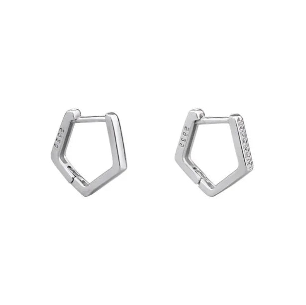 REETI 925 Sterling Silver Earring Zircon Geometric Stud Earrings for Women Fashion Jewelry