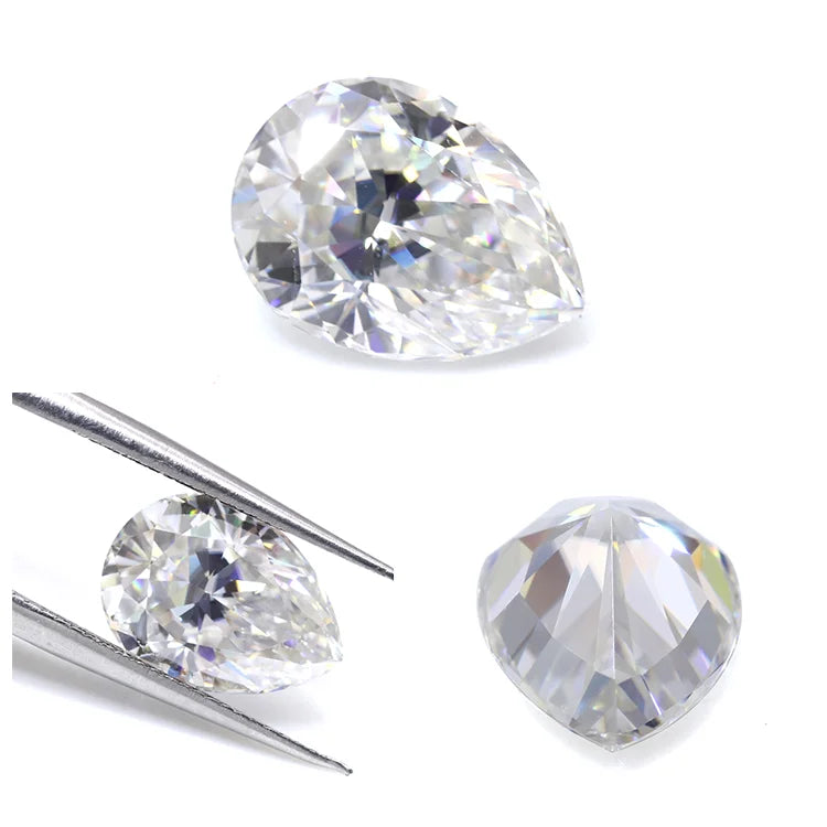 Factory Wholesale Price Per Carat VVS White EF Color Pear Cut Synthetic Moissanite Diamond in Loose Gemstone for Jewelry