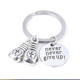 Mini Boxing Glove Keychain Boxer Fan Sport Lover Gift Inspirational Key Chains Charm Keyring Never Never Give up Boxing Keychain