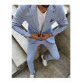 2025 New 2 Pieces Men Suit Slim Fit Light Blue Buttons Fly Costume Tuxedo Suit Groomsman Wedding Suites Men Clothes