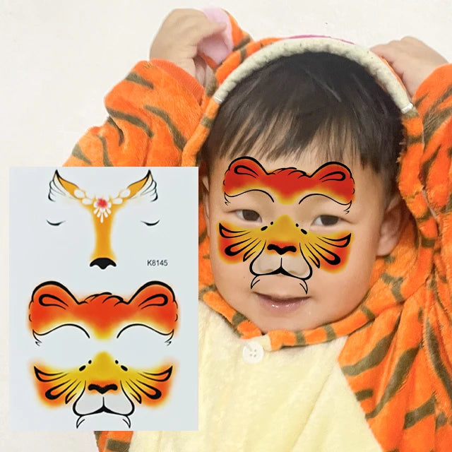 Custom Wholesale Cute Various Animal Temporary Face Tattoo Stickers Kids Butterfly Body Waterproof Party Makeup Various Styles