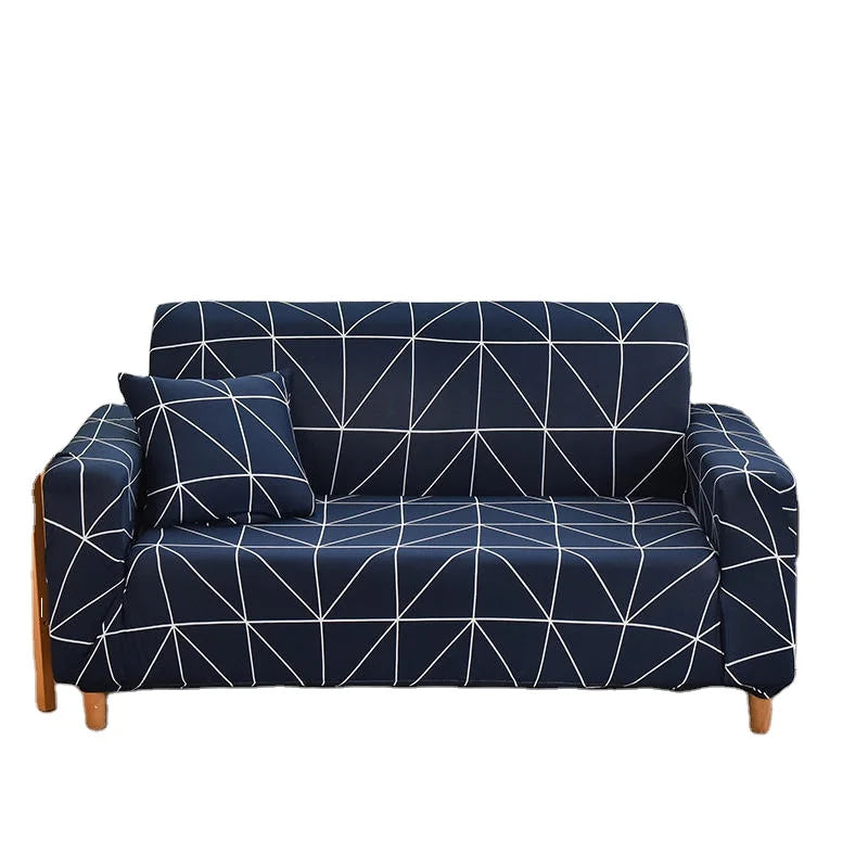 Geometric Printed Household Sofa Slipcover Stretch Anti-Wrinkle Furniture Protective Cover for Three-Seat Sofa