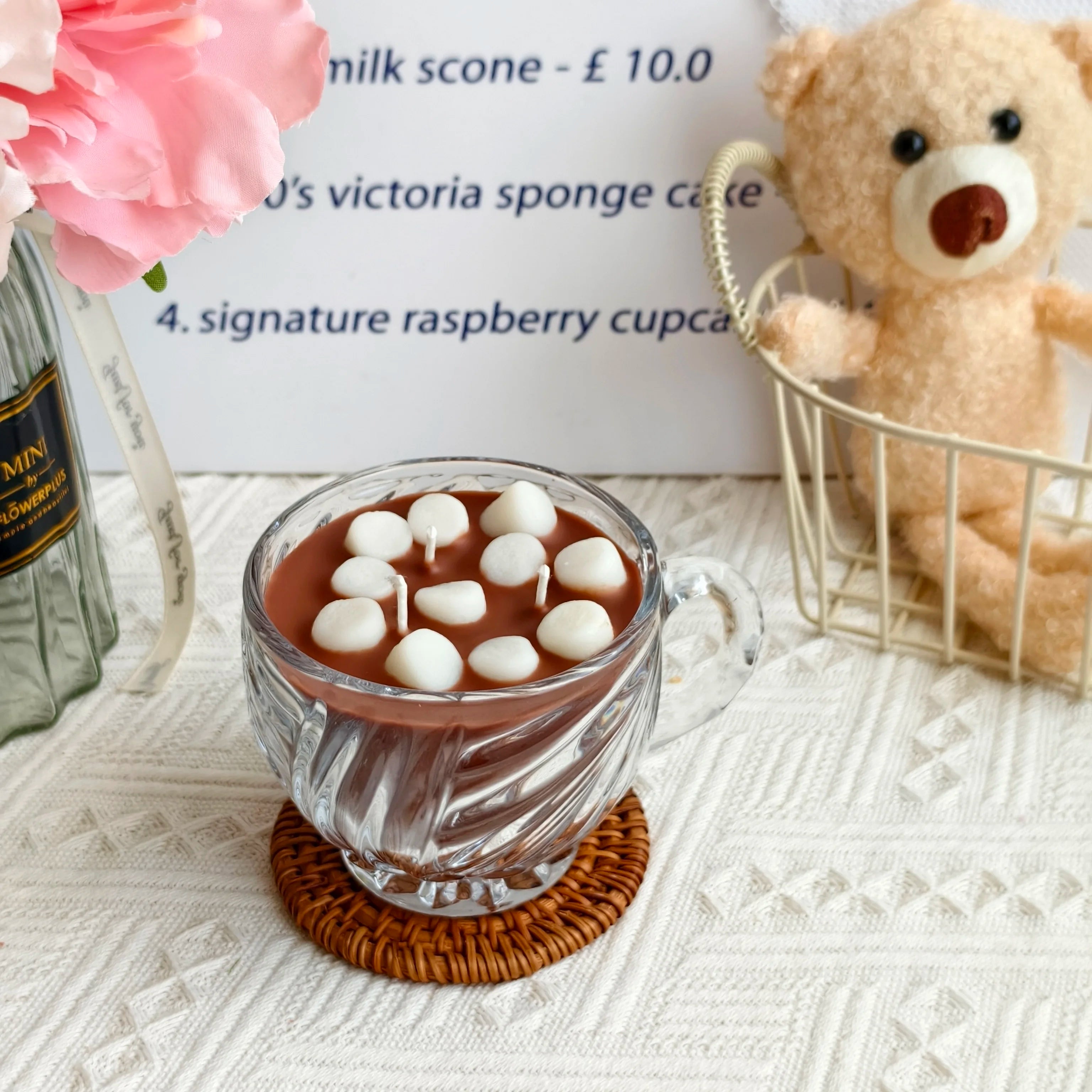 Small Striped Soy Wax Candle with Chocolate Marshmallow Scent for Home Decoration and Ramadan for Bars and Votive Candles