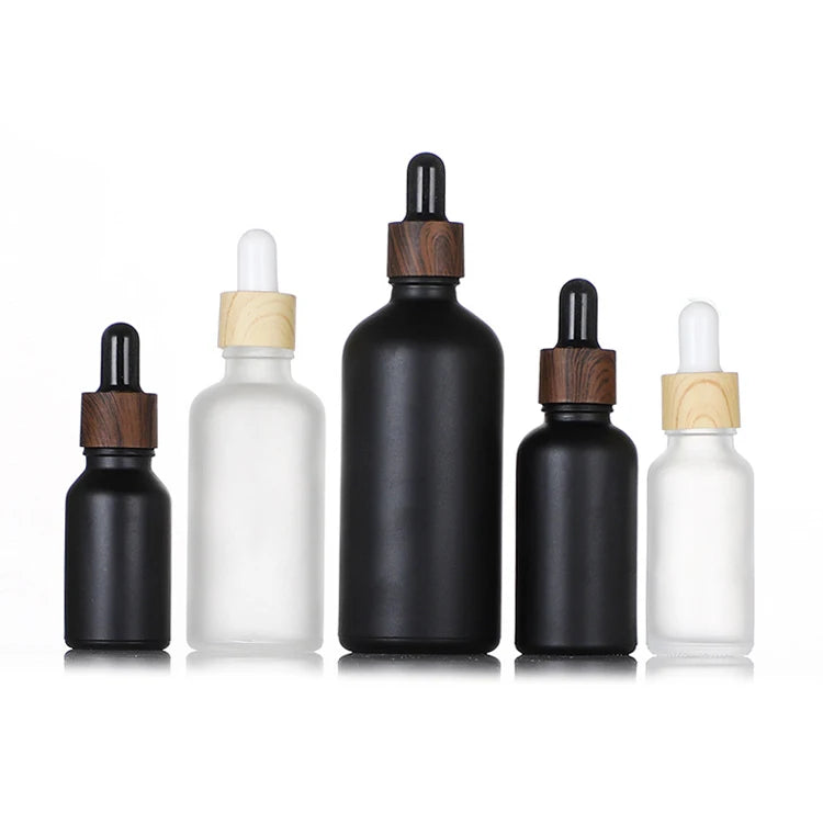 Factory Wholesale Hair Oil Bottle 5ml 10ml 20ml 30ml 50ml 100ml Matte Black Eaaential Oil Dropper Bottle With Pipette