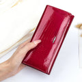 WESTAL Women Long Wallet Leather Credit Card Holder Wallet With Zipper Leather Money Clip Women Purses Genuine Leather Wallet